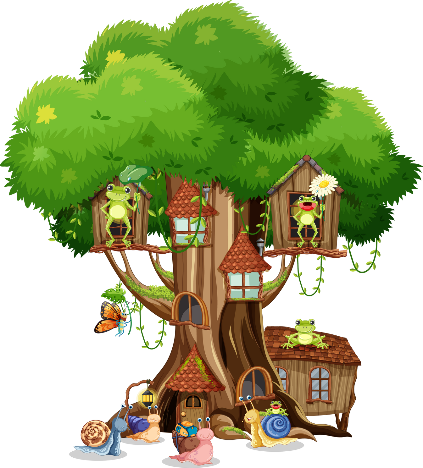 Happy Insect Cartoon at Fairy Tree House